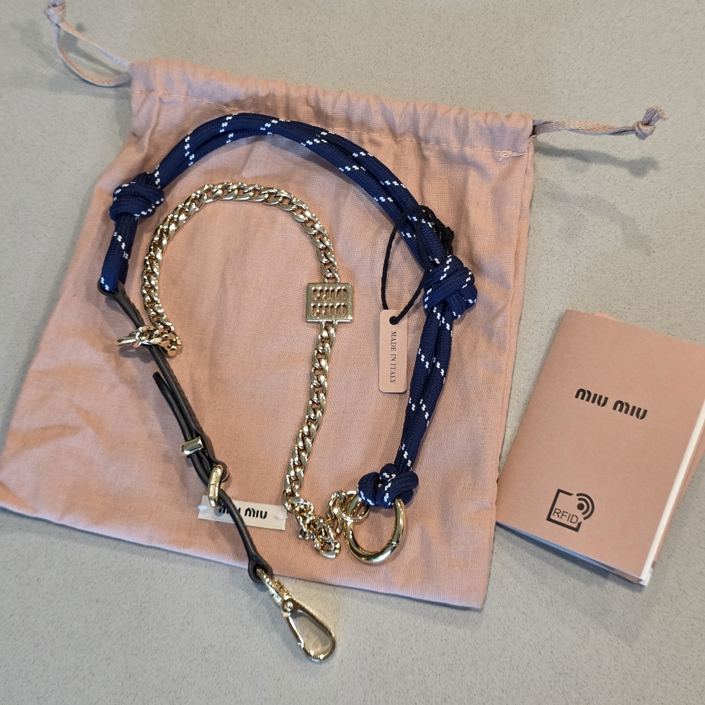 Miu miu Leather, cord and metal trick keyring